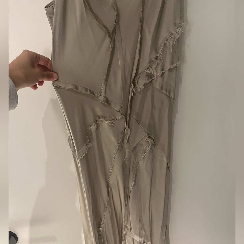 KES Elongated Recycled Slip Dress With Slit- Quartz - Picture 7 of 9